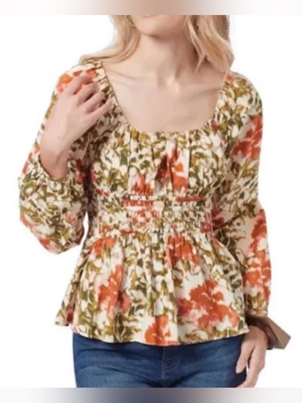 Sam Edelman Floral Peplum Blouse Size Small Cottagecore